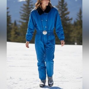 FERA Vintage Blue One-Piece Ski Suit / Jumpsuit Size 14 but fits a size 12